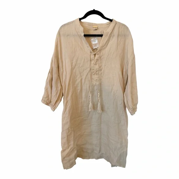 Magaschoni Elegant Linen Cream Beach Cover-Up size Large NEW - Picture 2 of 5